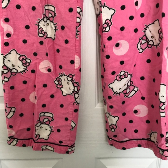 2007 Hello Kitty 100% Cotton Pajama Bottoms Pants Women's XS or Girl's L/XL - Picture 5 of 10